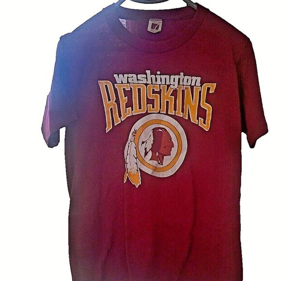 VTG 80s Logo 7 Washington Redskins T Shirt M Burgundy Made in USA Commanders NFL - Picture 1 of 4